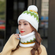 Warm Winter Cycling Hat and Scarf Set for Women