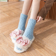 Cozy Coral Fleece Striped Socks for Women