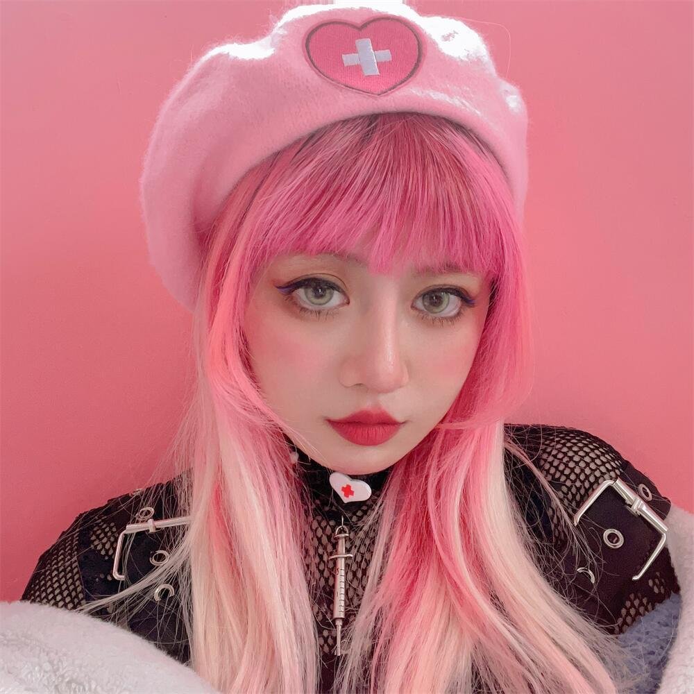 Soft Girl Love Cross Embroidery Beret