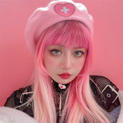 Soft Girl Love Cross Embroidery Beret