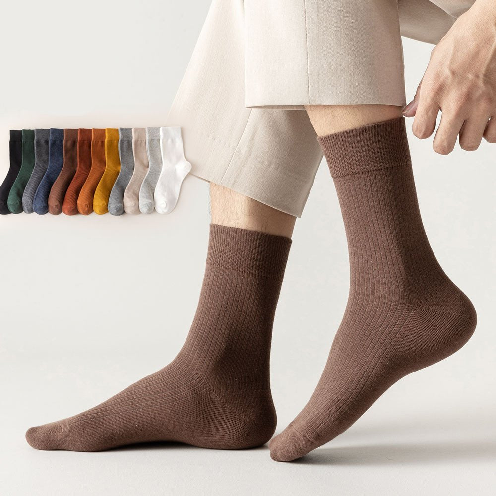 Solid Color Vertical Stripe Deodorant Business Socks