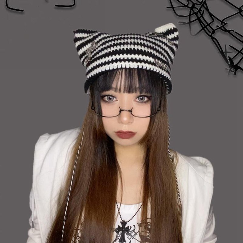 Warm & Stylish Punk Cat Ears Wool Cap for Women