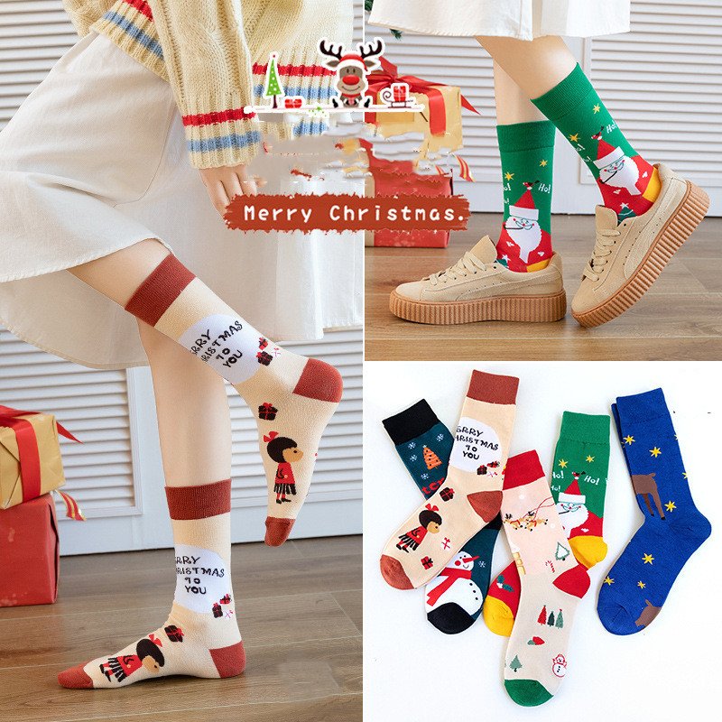 Fun Christmas Snowman Cartoon Socks for Women