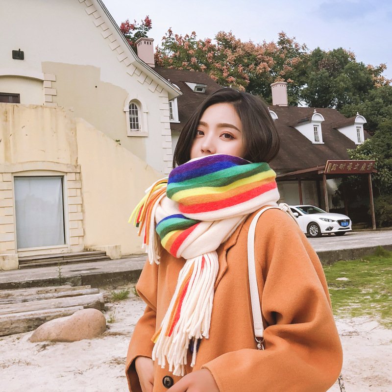 Double Sided Cashmere Tassel Scarf for Women