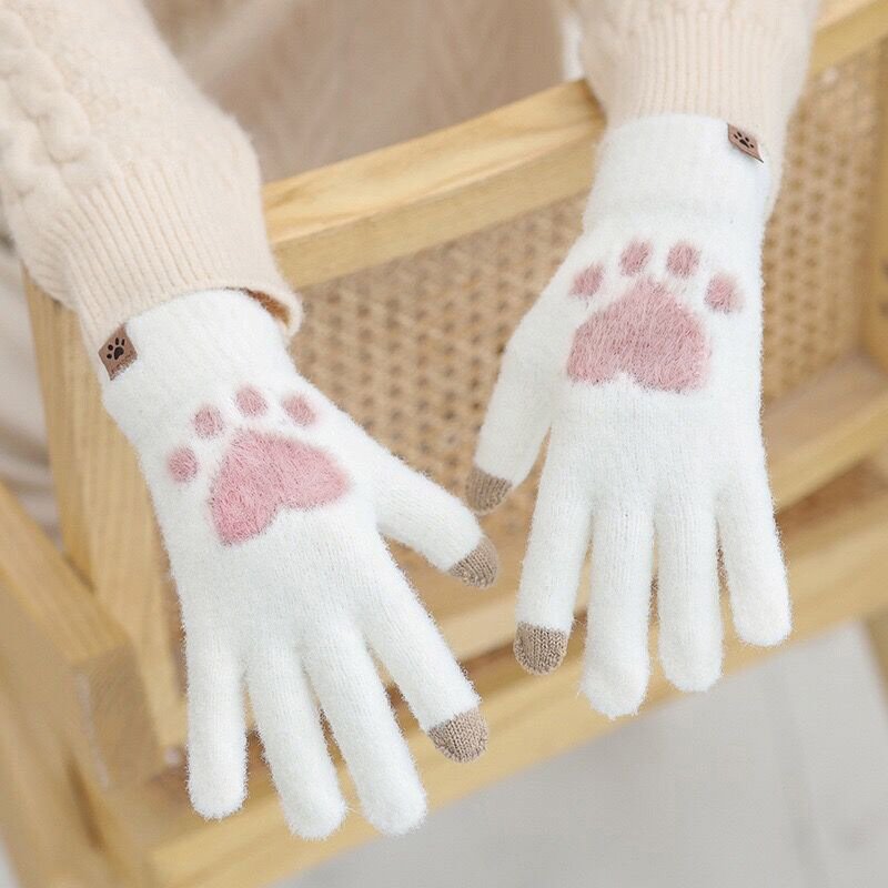 Stay Warm Cat Paw Gloves for Women