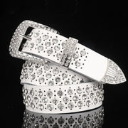 Elegant White Leather Belt for Women