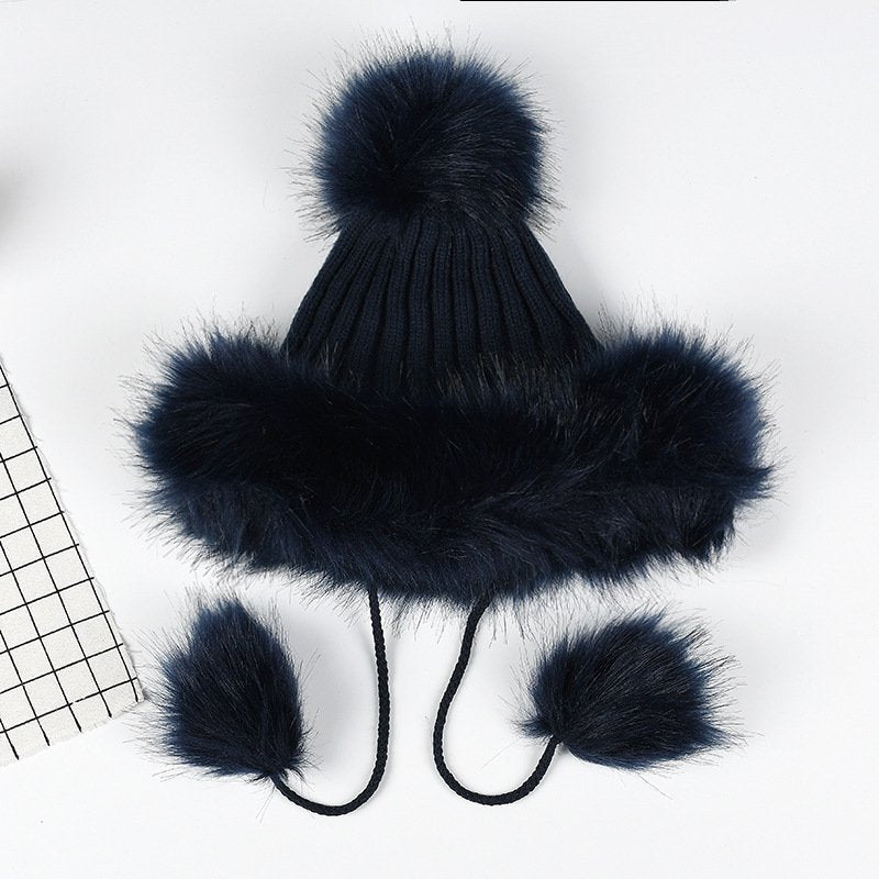 Warm Thick Fur Ball Hat for Women