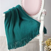Cozy Striped Fringe Throw Blanket