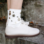 Breathable Pearl Socks for Women - Combed Cotton