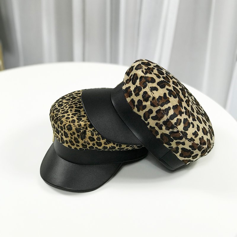 Leopard Flat Top Hat for Women