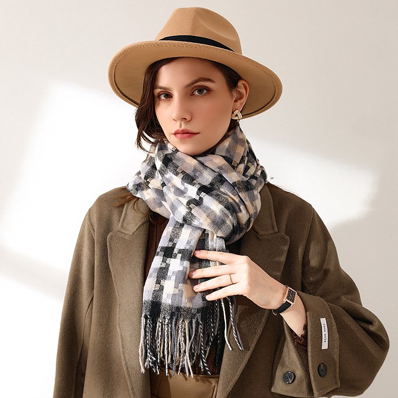 Tassel Plaid Scarf Women's Fashion Shawl