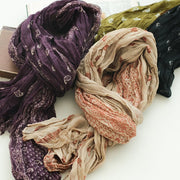 Women's Cotton Linen Scarf with Cashew Printing