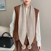 Stay Warm in Style with Knitted Wool Ball Scarf