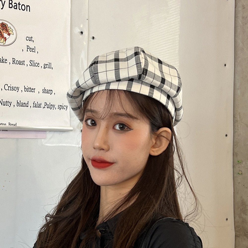 Plaid Pumpkin Beret for Women