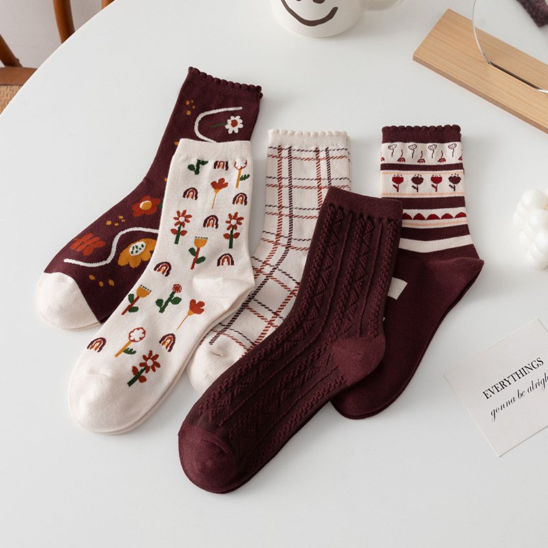 Vintage Lace Mid-calf Socks for Women