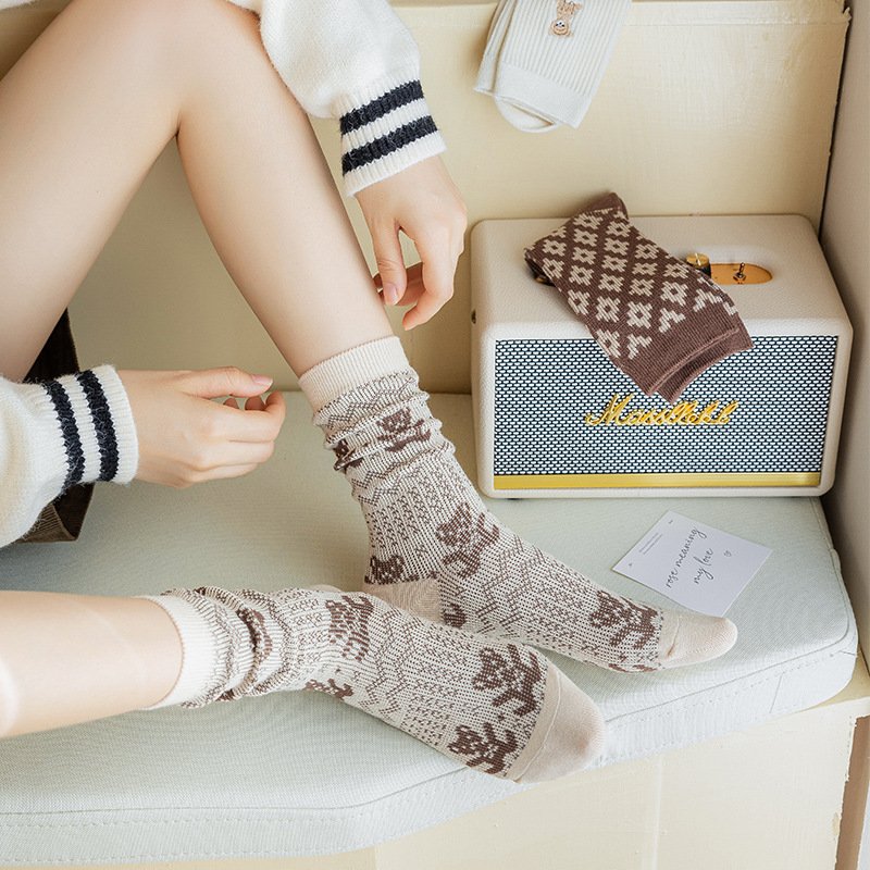 Vintage-Inspired Mid-Calf Socks for Women
