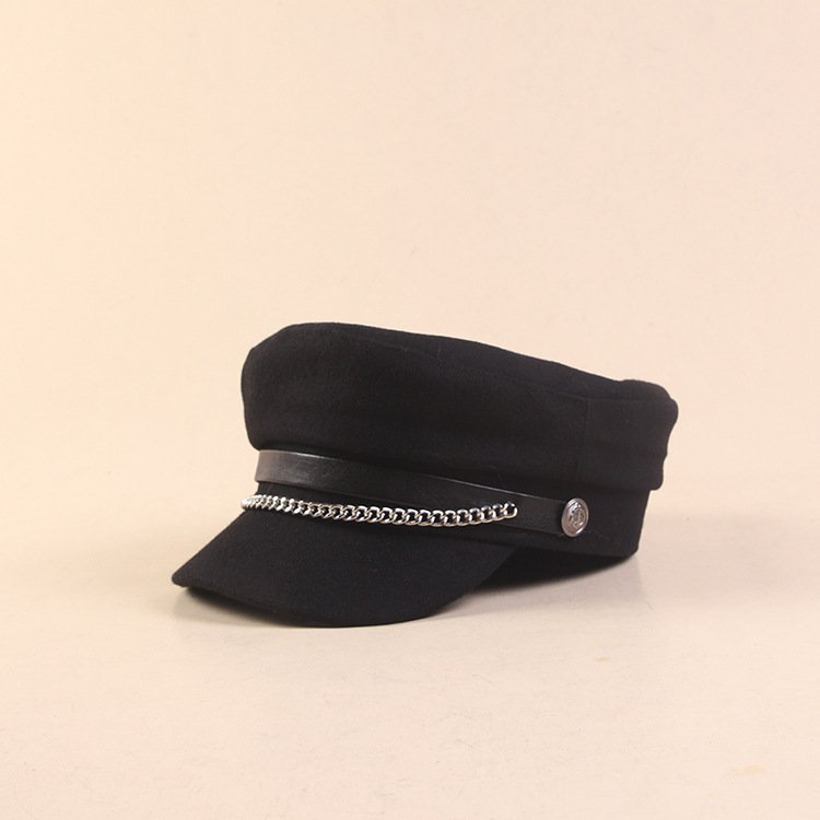 Elegant Tweed Flat Top Hat for Women
