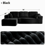 Oversized L-Shaped Chaise Recliner Set – 96‑Inch L‑Shape with 65‑Inch Single Chaise Lounge, Corduroy Fabric, Armrests and Matching Throw Pillows