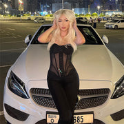Women's Sheer Slim-Fit Low-Cut Bodysuit