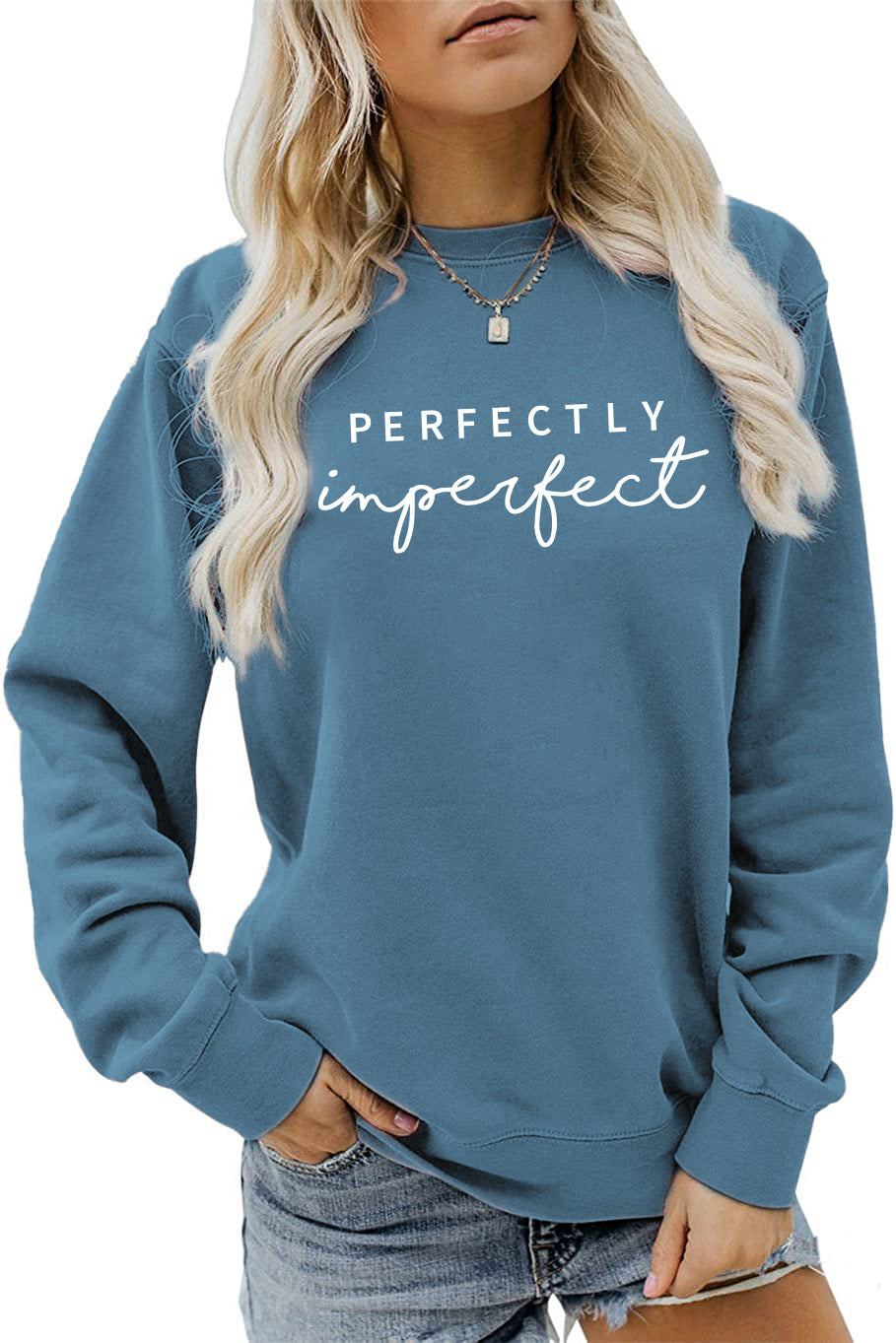 PERFECTLY Imperfect Women's Round Neck Long Sleeve Sweater