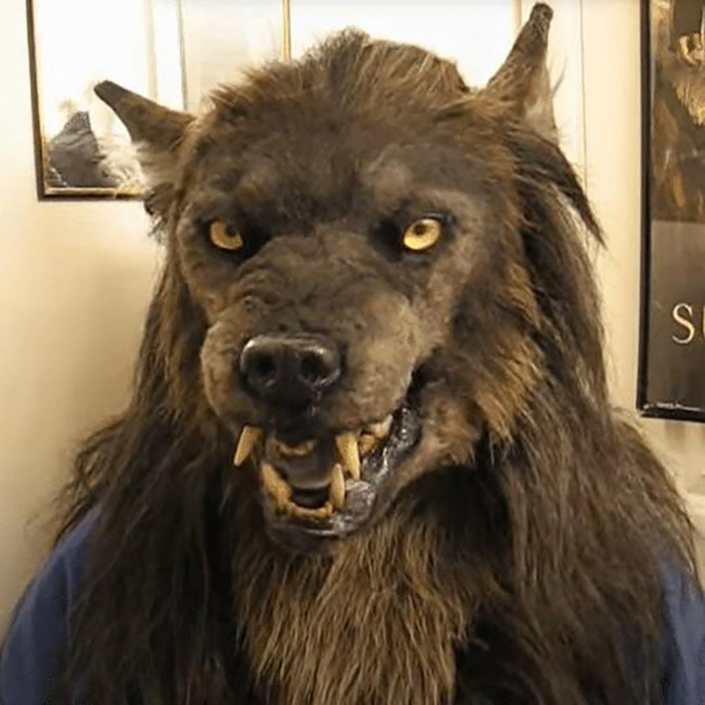 Realistic Wolf Head Mask in Brown