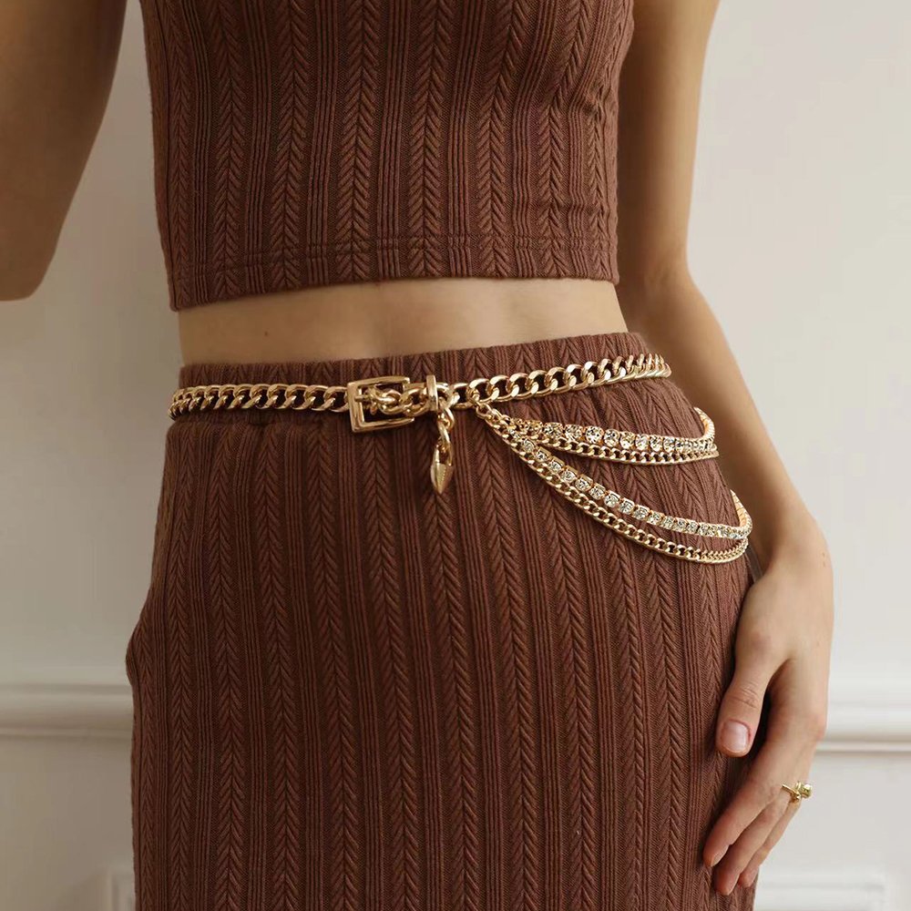 Rhinestone Waist Chain Belt