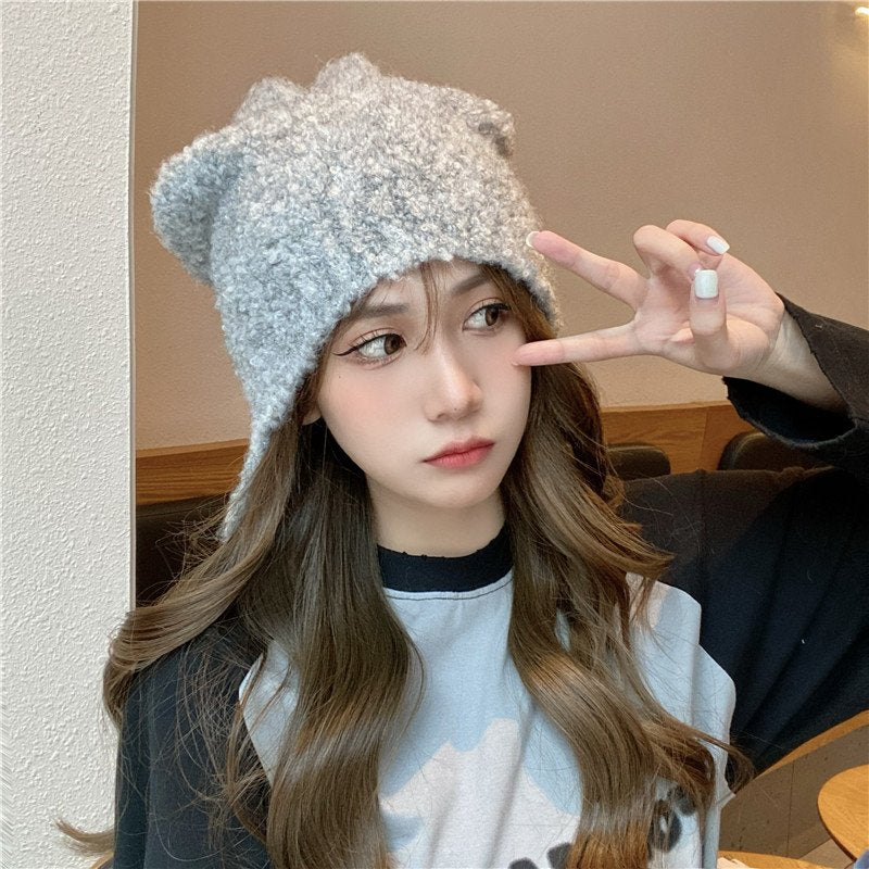 Stay Warm with Cozy Bear Ear Knitted Hats