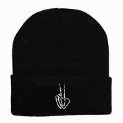 Ghost Claw Embroidery Knitted Wool Hat for Women