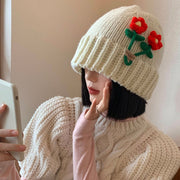 Floral Wool Beanie for Women - Warm & Stylish