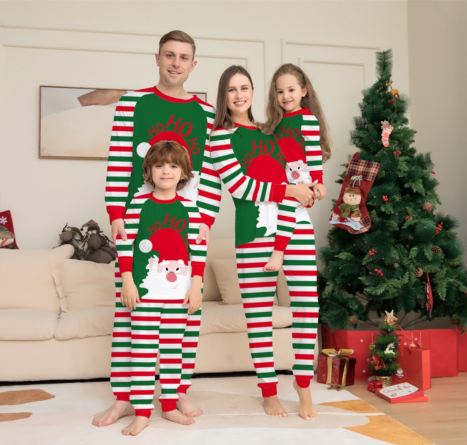 Cozy Striped Christmas Pajamas for Family
