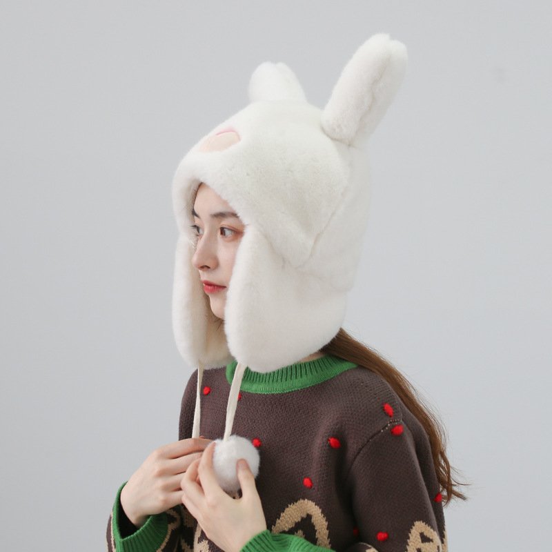 Cozy 3D Rabbit Ear Plush Hat