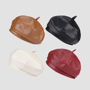 Vintage Leather Octagonal Hat for Women