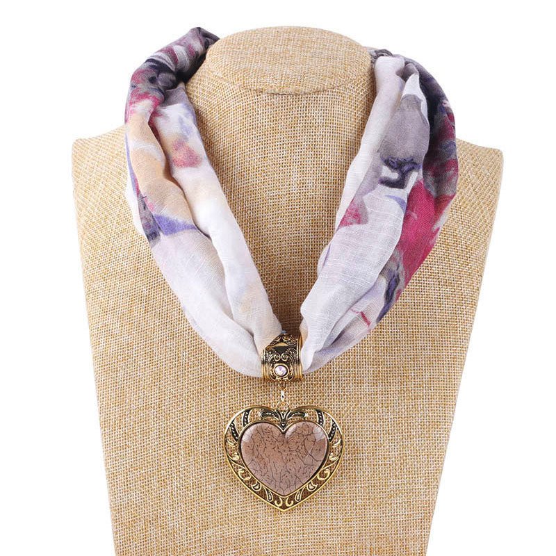 Peach Heart Scarf Necklace for Women