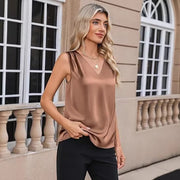 V-Neck Pleated Sleeveless Vest – Elegant Formal & Casual