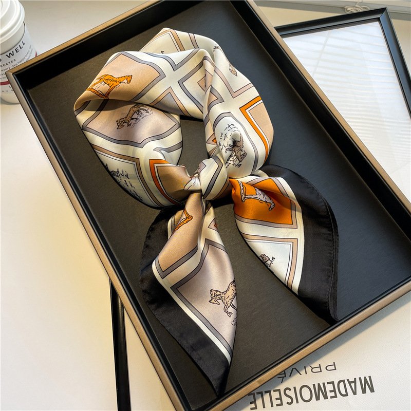 Elegant Checkered Silk Scarf for Women