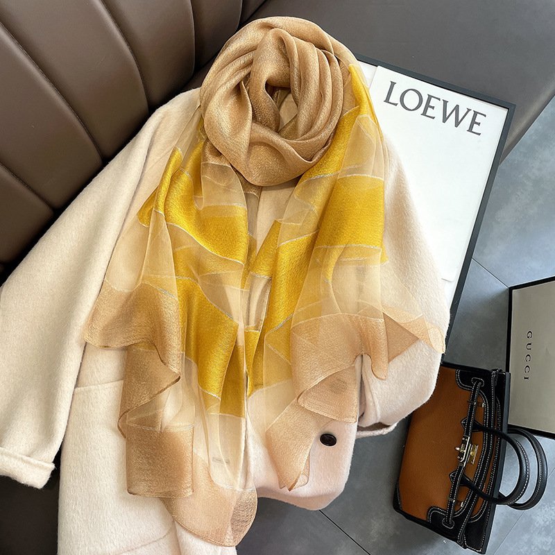 Long Silk Blend Scarf for Women - 4-Season Fashion Accessory