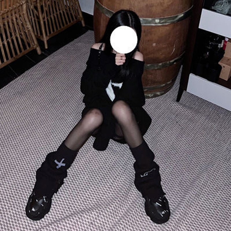 Cozy Black Knit Socks for Women