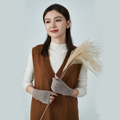 Stay Warm with Wool Thread Half Finger Gloves