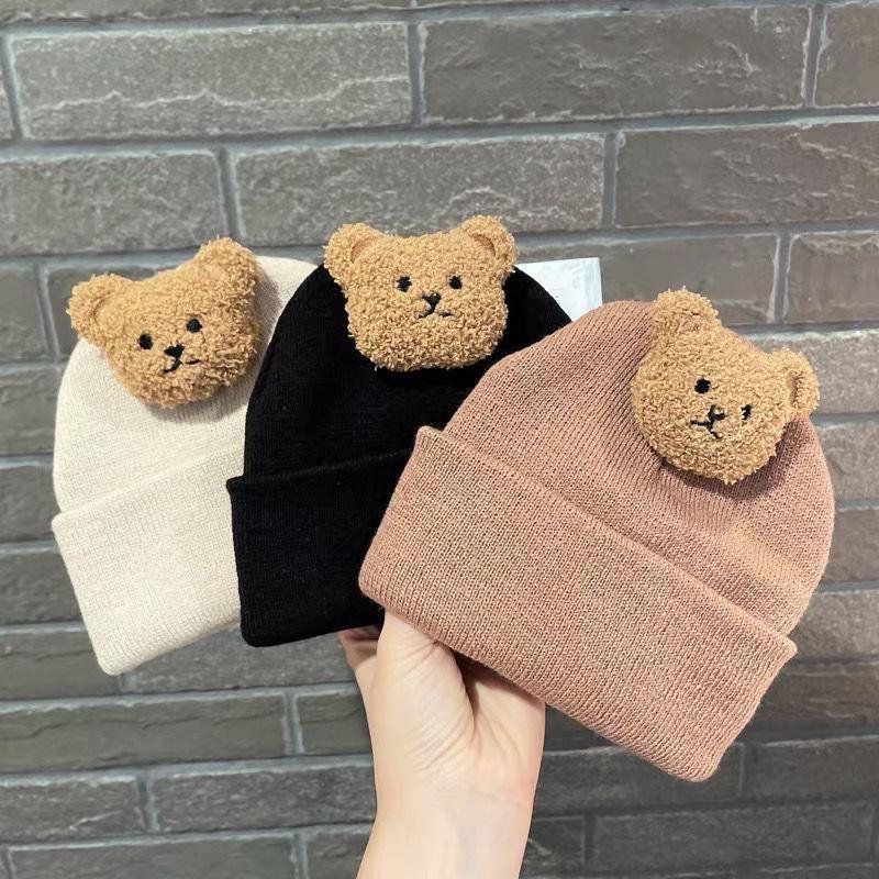 Cozy Little Bear Knit Hat for Baby Girls