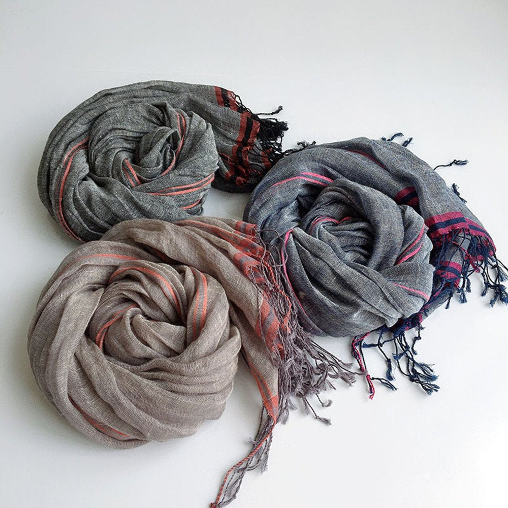 Oversized Linen Hemp Scarf for Men and Women