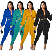 Women's Solid Color Jumpsuit Set