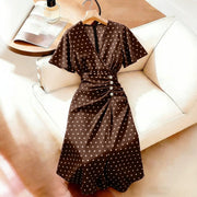 European and American-style Mature-chic Plus-size Polka-dot Dress
