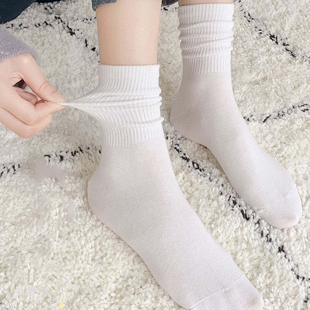 Women's Pure Cotton Mid Tube Socks - Black