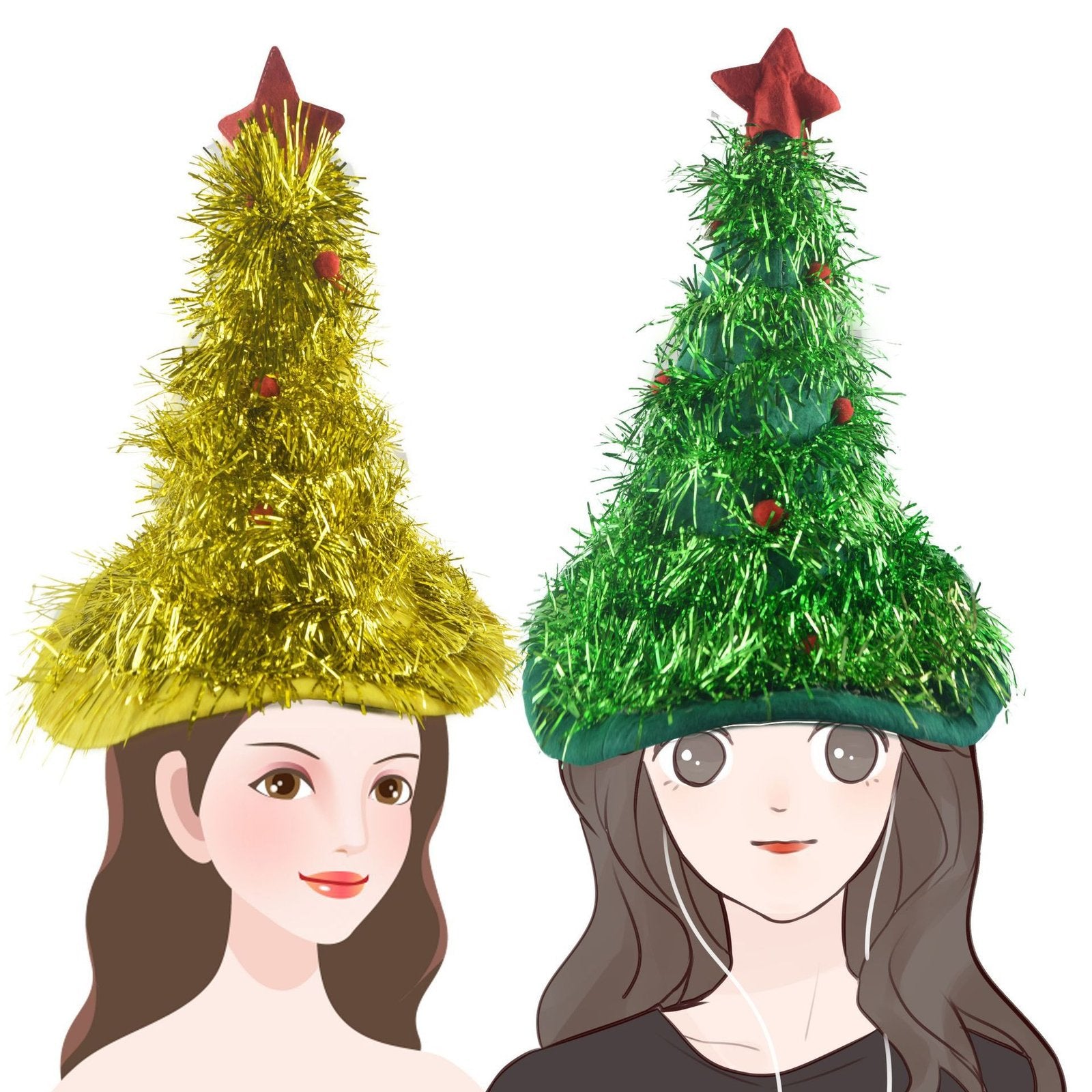 Add Festive Cheer with Gold & Green Silk Christmas Hat Decoration