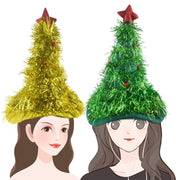 Add Festive Cheer with Gold & Green Silk Christmas Hat Decoration