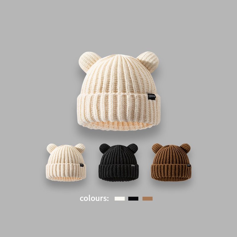 Cozy Bear Ears Knit Hat for Women