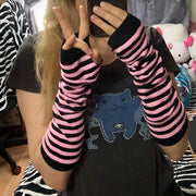 Stay Warm Striped Elbow Gloves for Women