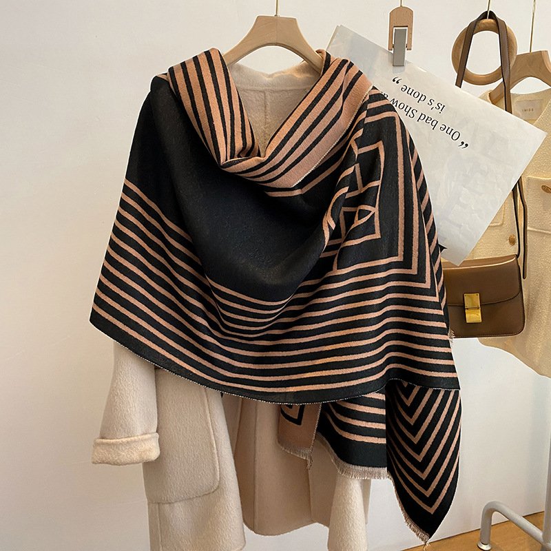 Warm Two-Tone Cashmere Scarf