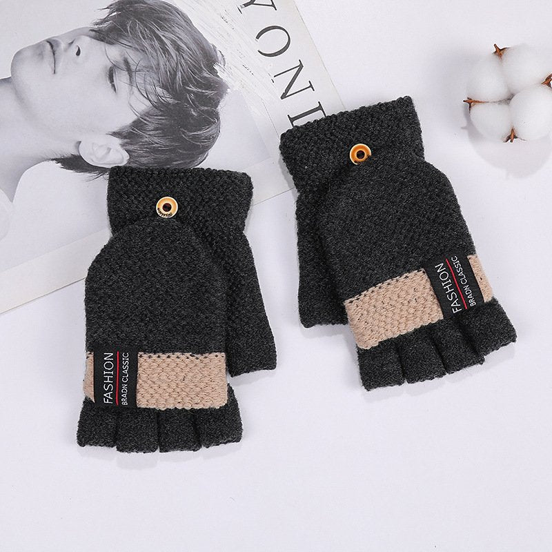 Warm Blue Embroidered Fingerless Gloves for Women