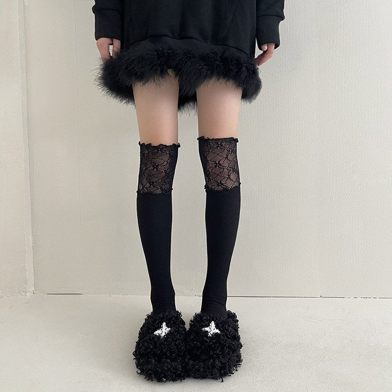 Mid-Calf Women's Lace Knee Socks